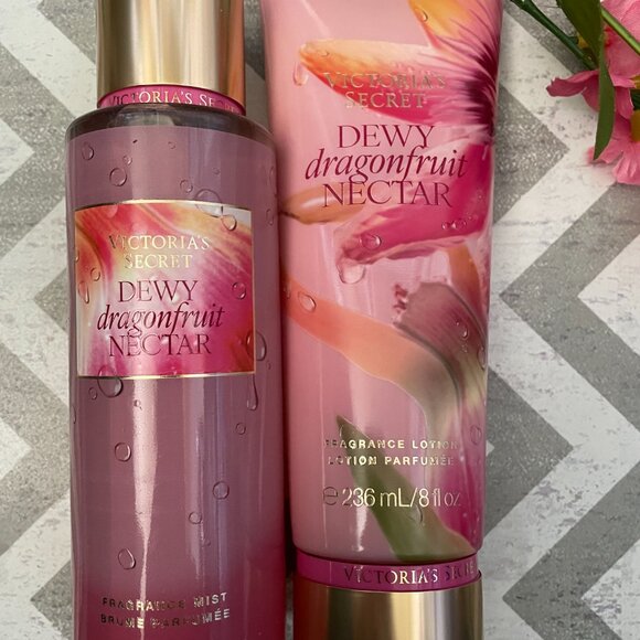 VICTORIAS SECRET, DEWY DRAGONFRUIT NECTAR, FRAGRANCE BODY MIST & LOTION, NEW! - Picture 3 of 4